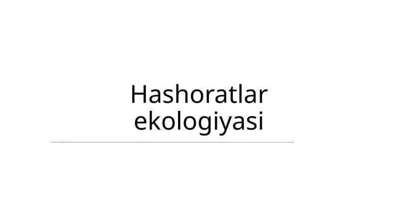 Hashoratlar ekologiyasi