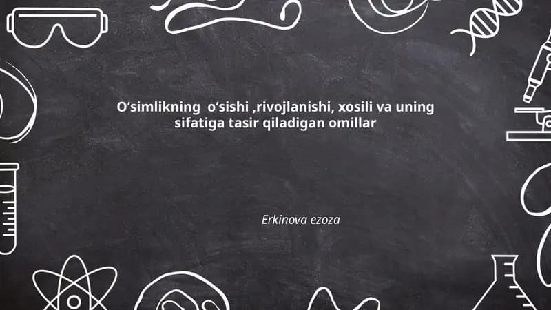 Fotosintez jarayoni va uning hosilga ta'siri