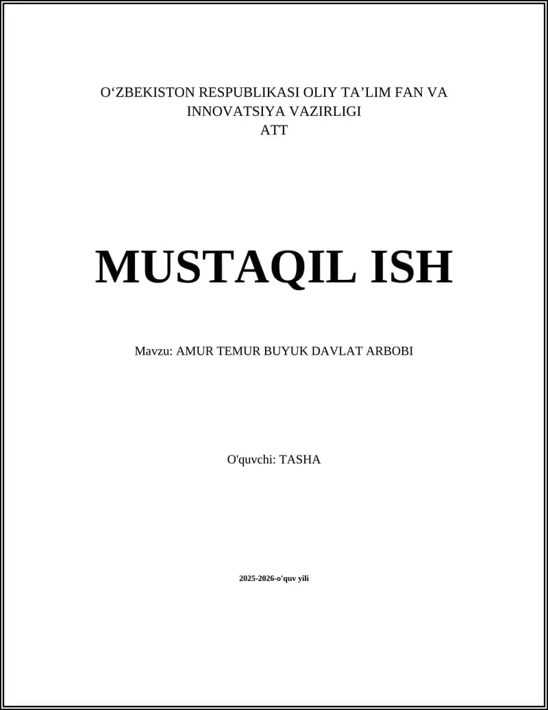 Amur Temur buyuk davlat arbob