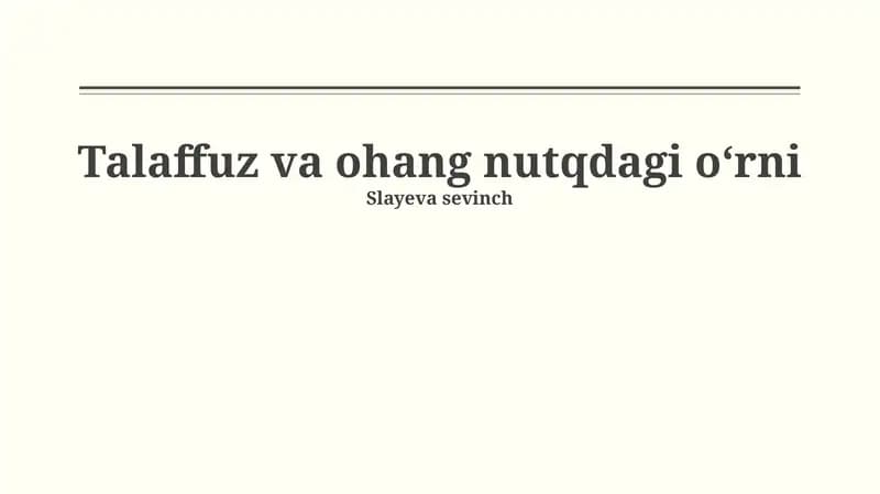 Tilning fonetik xususiyatlari