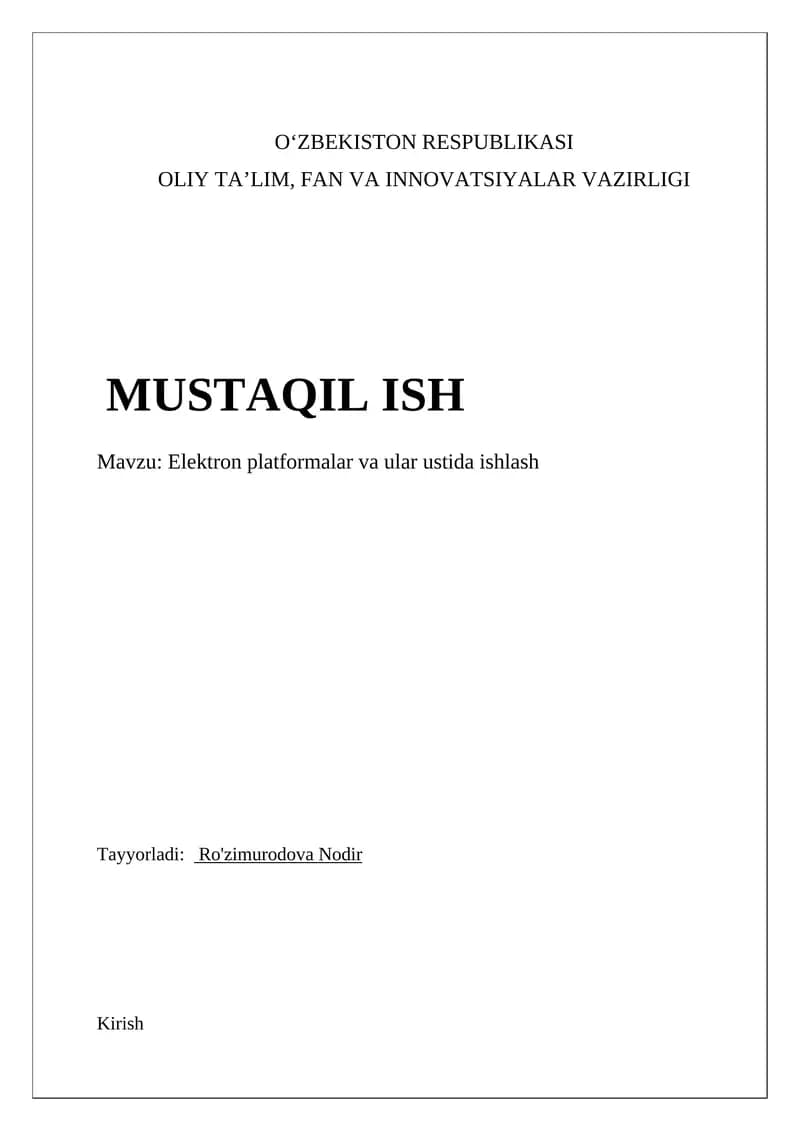 Elektron platformalar va ular ustida ishlash
