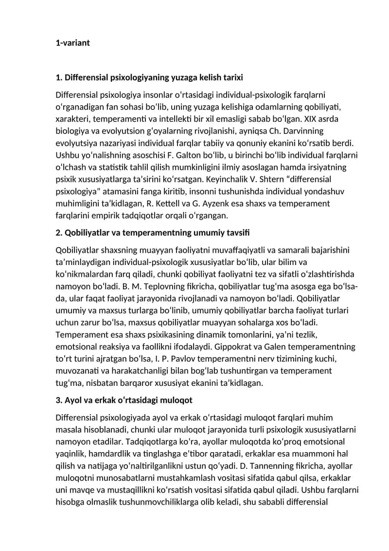 Differensial psixologiya