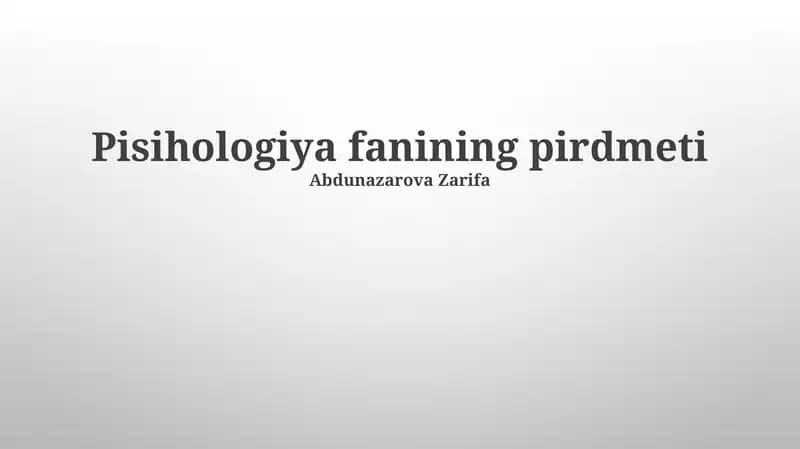 Psixologiyaning Asoslari
