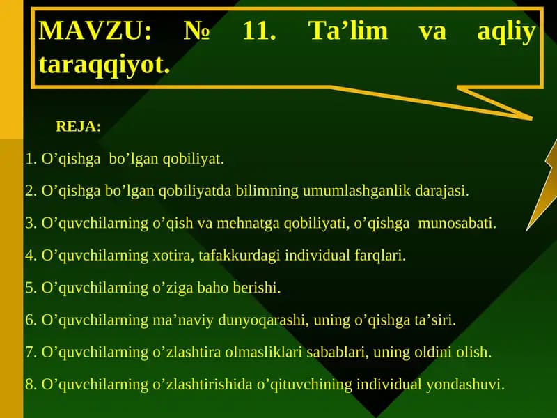 Ta’lim va aqliy taraqqiyot
