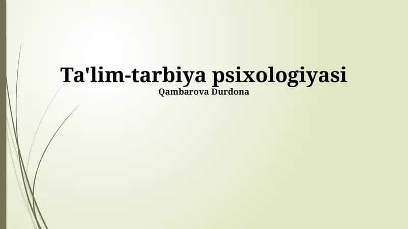 Ta'lim-tarbiya psixologiyasi