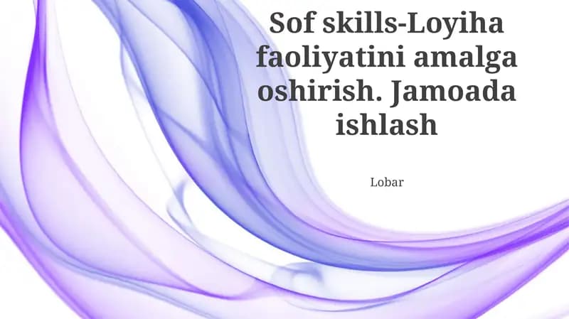 Sof skills-Loyiha faoliyatini amalga oshirish