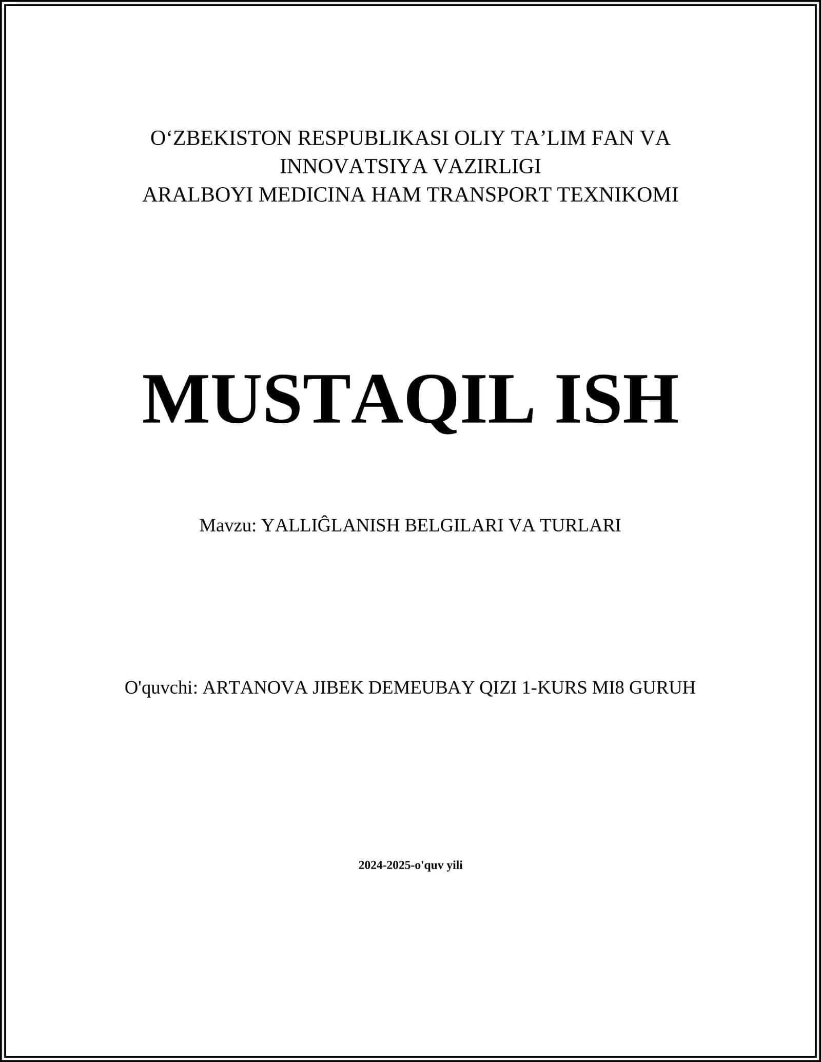 YALLIĞLANISH BELGILARI VA TURLARI