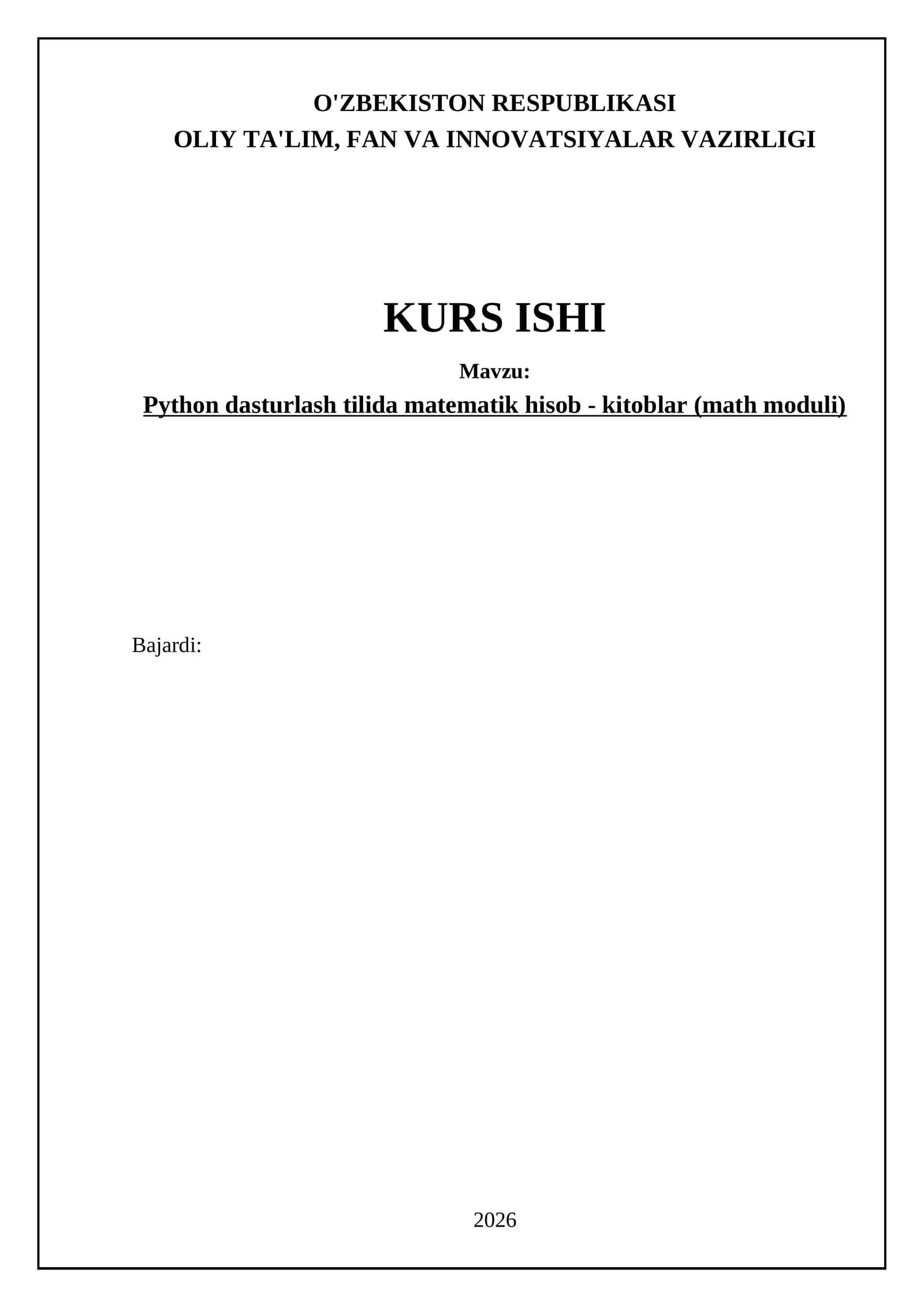Python dasturlash tilida matematik hisob - kitoblar (math moduli)