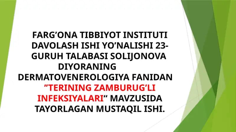 Terining Zamburug'li Infeksiyalari