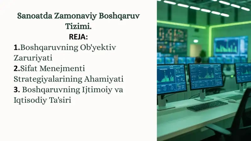 Sanoatda Zamonaviy Boshqaruv Tizimi