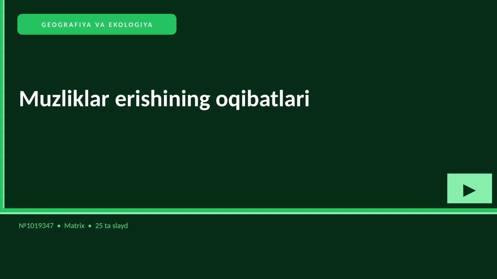 Muzliklar erishining oqibatlari