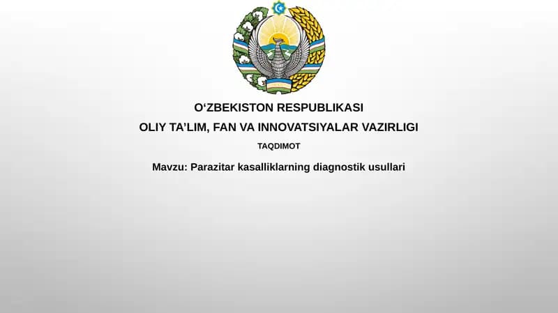 Parazitarkasalliklarningdiagnostikusullari
