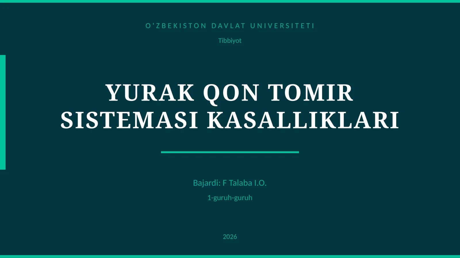 YURAK QON TOMIR SISTEMASI KASALLIKLARI