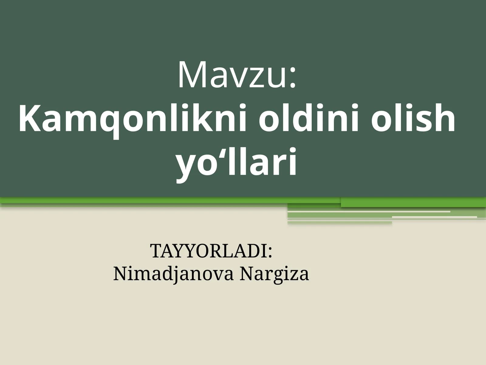 Kamqonlikni oldini olish yo‘llari