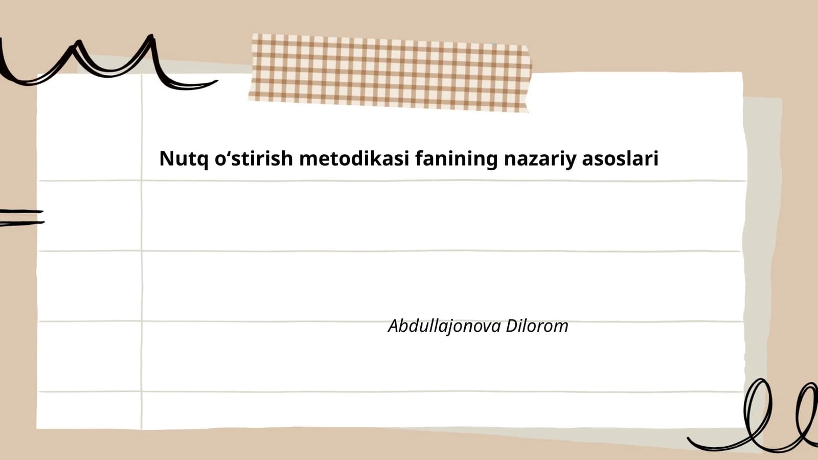 Nutq oʻstirish metodikasi fanining nazariy asoslari