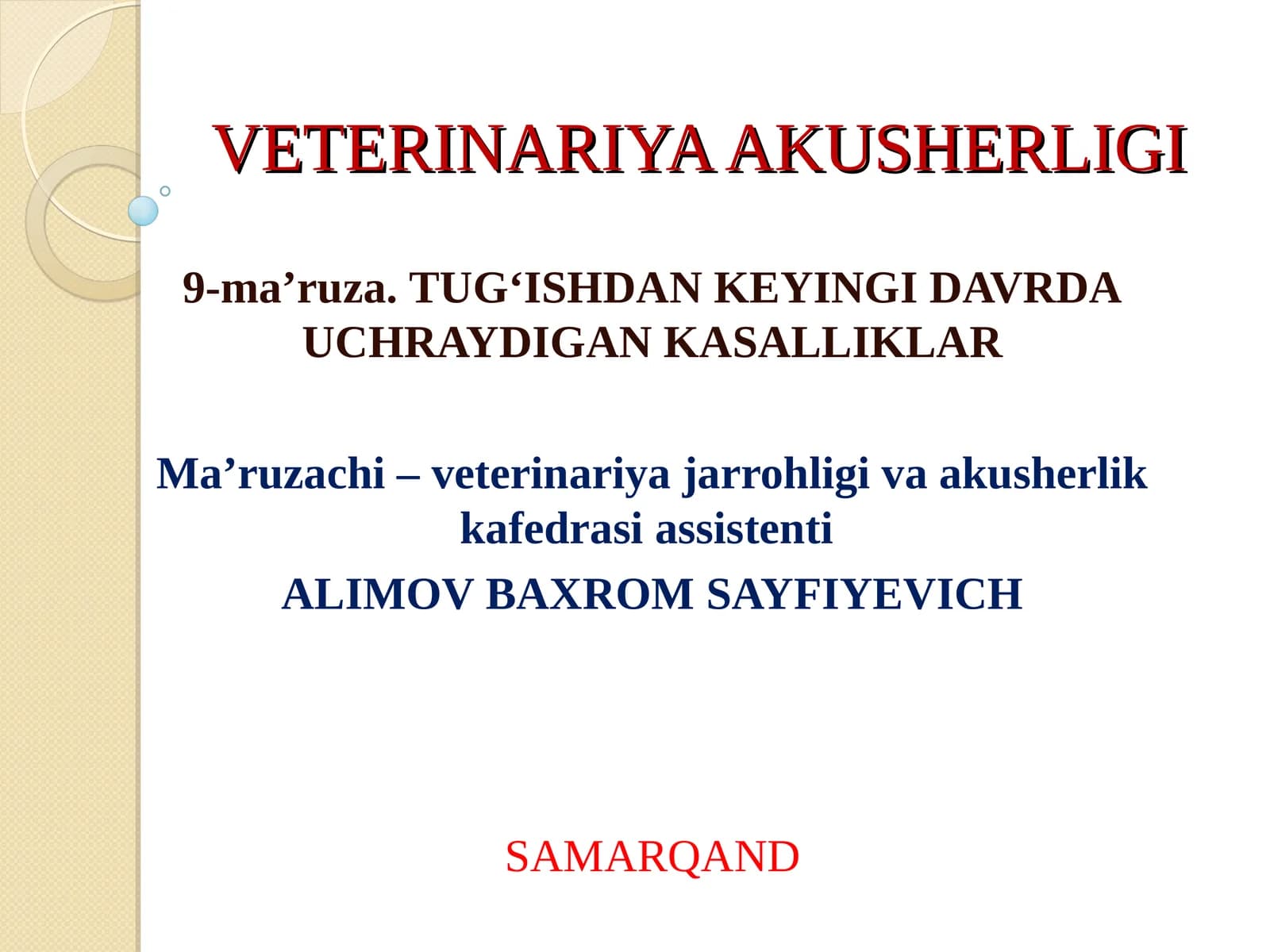 VETERINARIYA AKUSHERLIGI