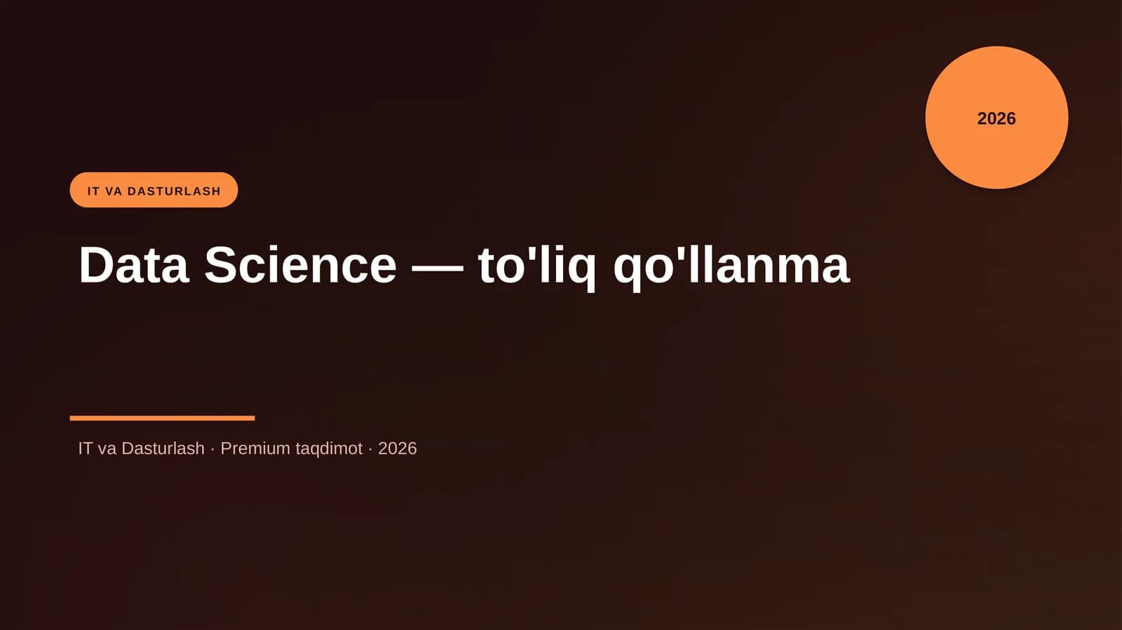 Data Science — to'liq qo'llanma