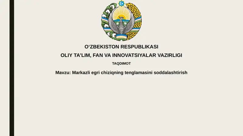 Markazlie gri chiziqning tenglama sinisini soddalashtirish