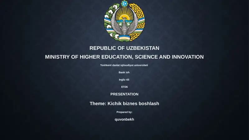 Kichik biznes boshlash