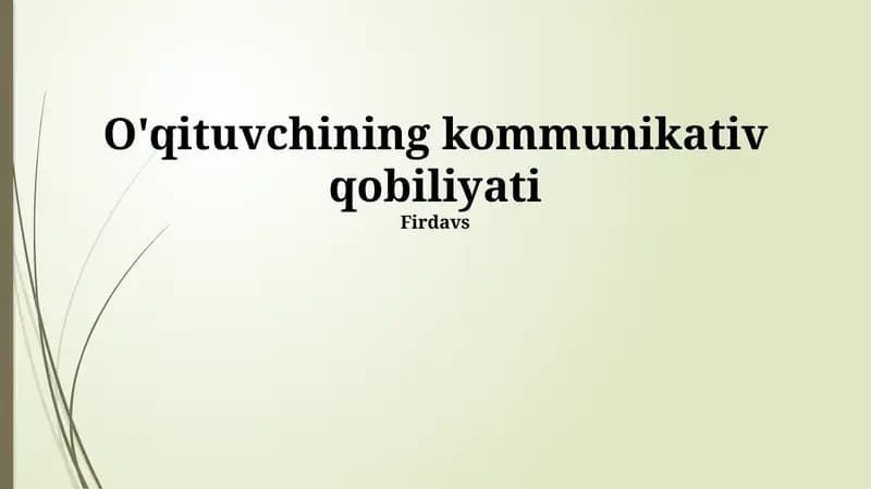 O'qituvchining kommunikativ qobiliyati