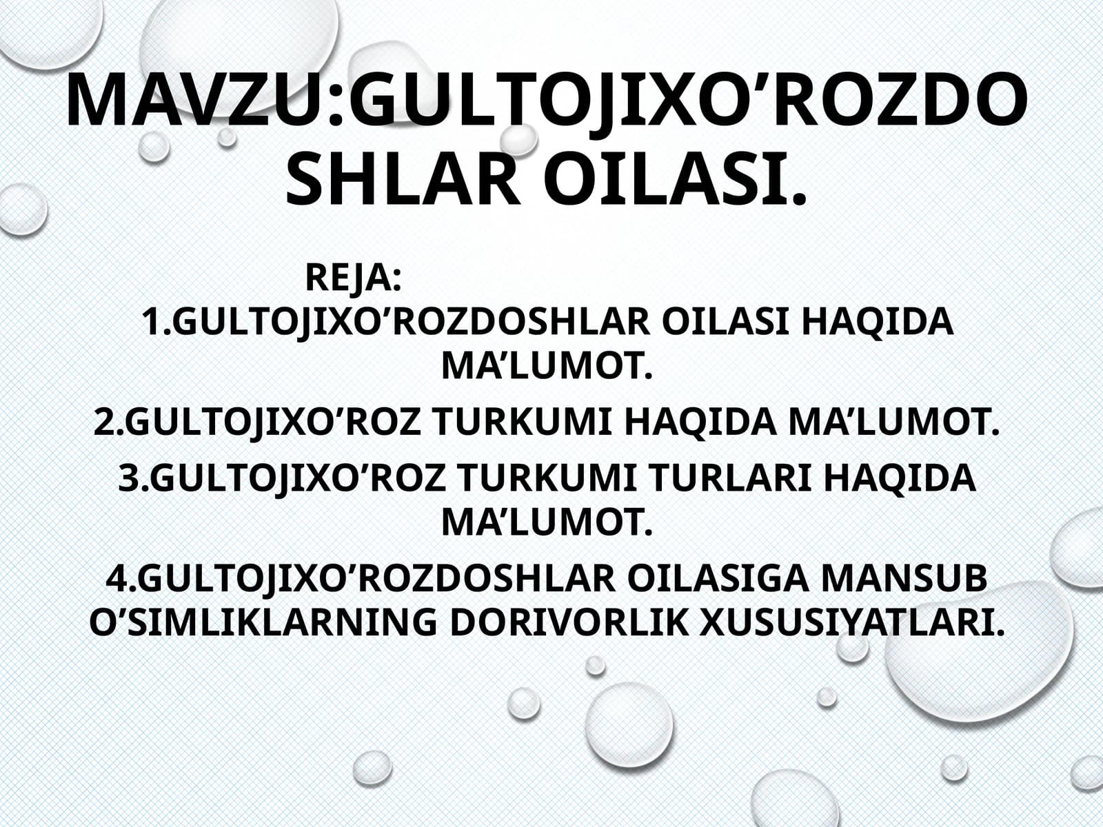 Gultojixo’rozdoshlar oilasi