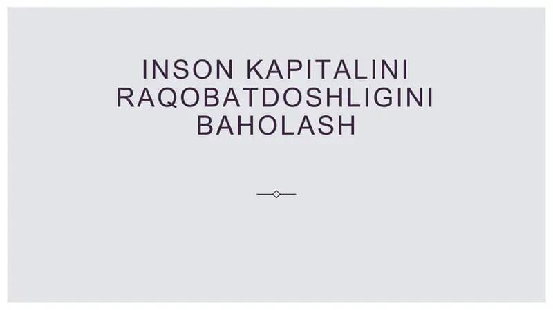 Inson kapitalini raqobatdoshligini baholash