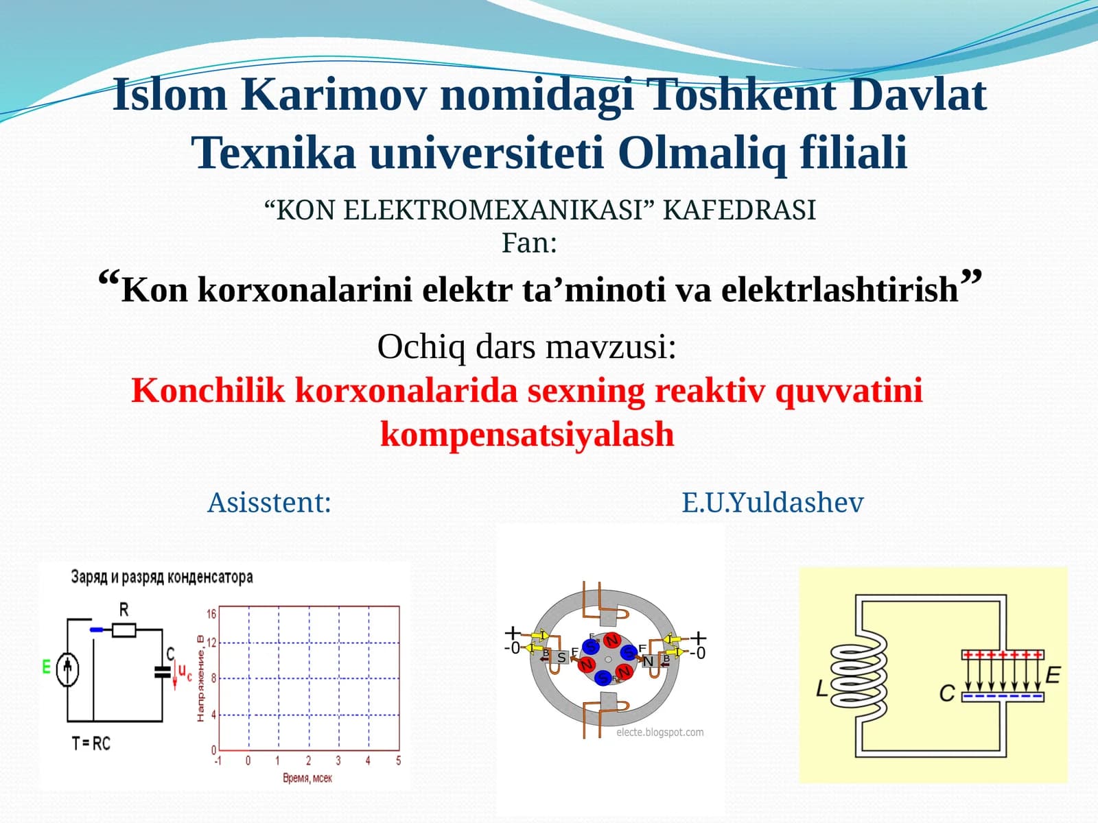 Konchilik korxonalarida sexning reaktiv quvvatini kompensatsiyalash