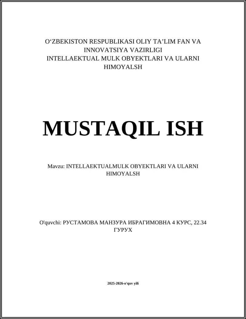 Patentlar va ixtiro huquqini himoyalash
