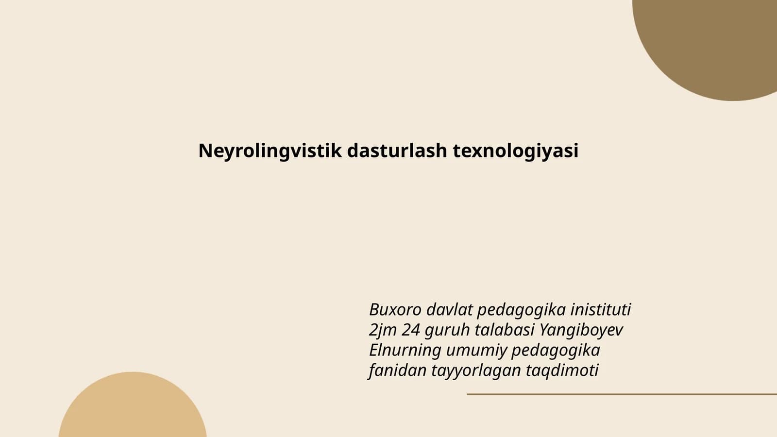 Neyrolingvistik dasturlash texnologiyasi