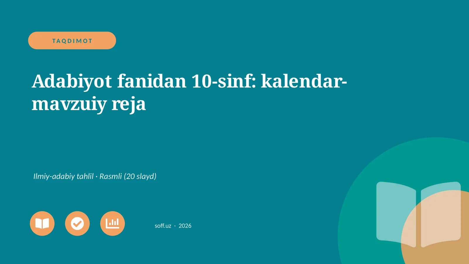 Adabiyot fanidan 10-sinf: kalendar-mavzuiy reja