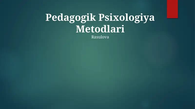 Pedagogik Psixologiya Metodlari