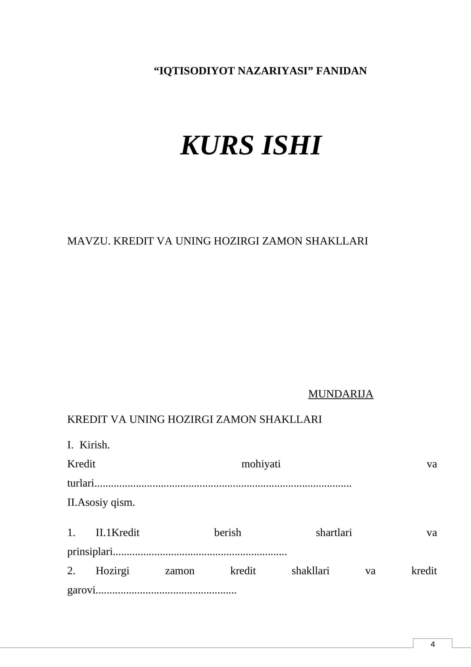 IQTISODIYOT NAZARIYASI KURS ISHI