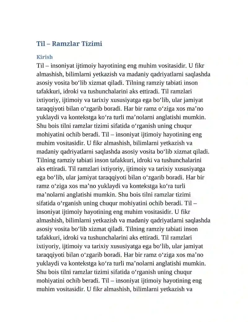 Til ramzlar tizimi haqida 205 betlik