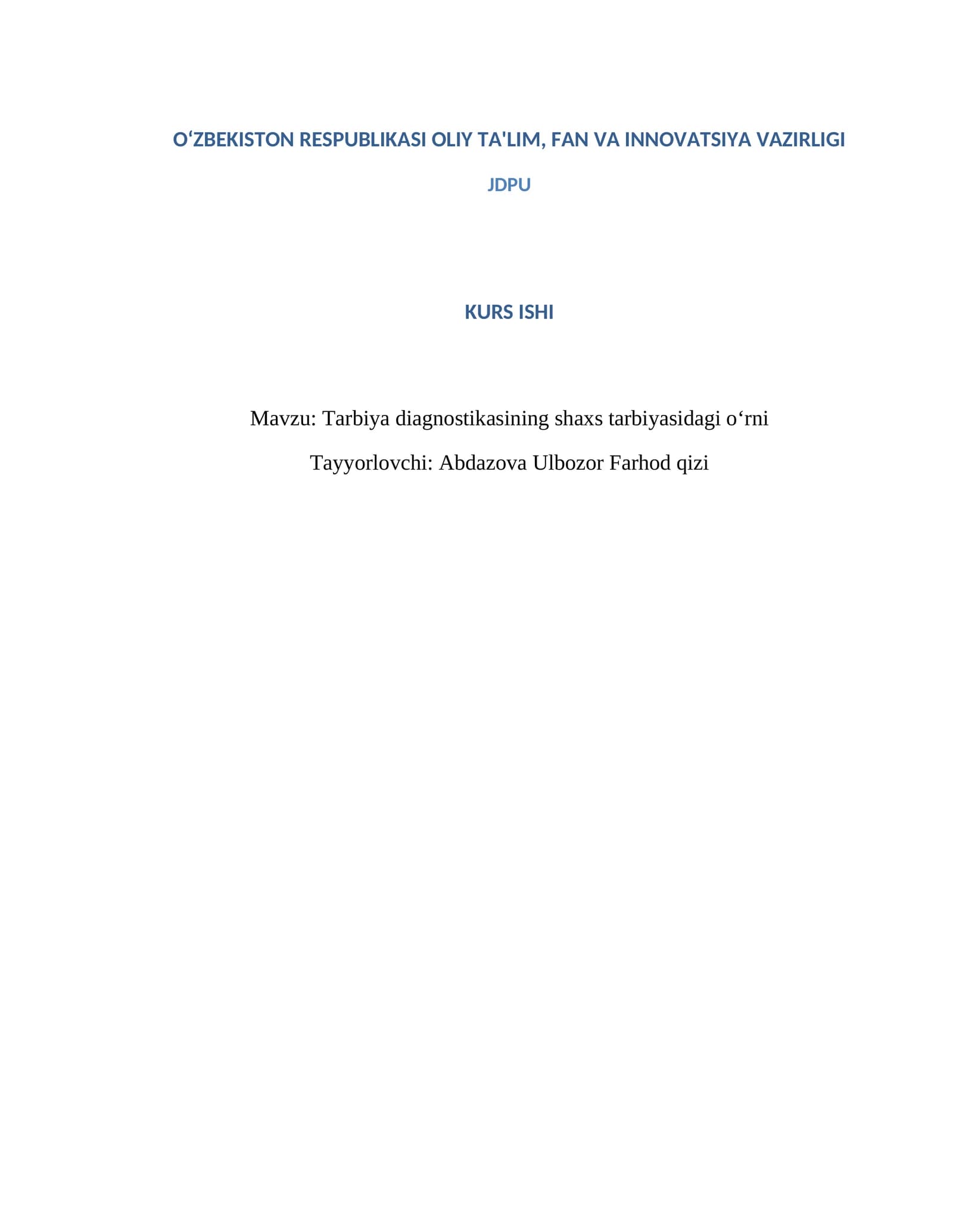 Tarbiya Diagnostikasi