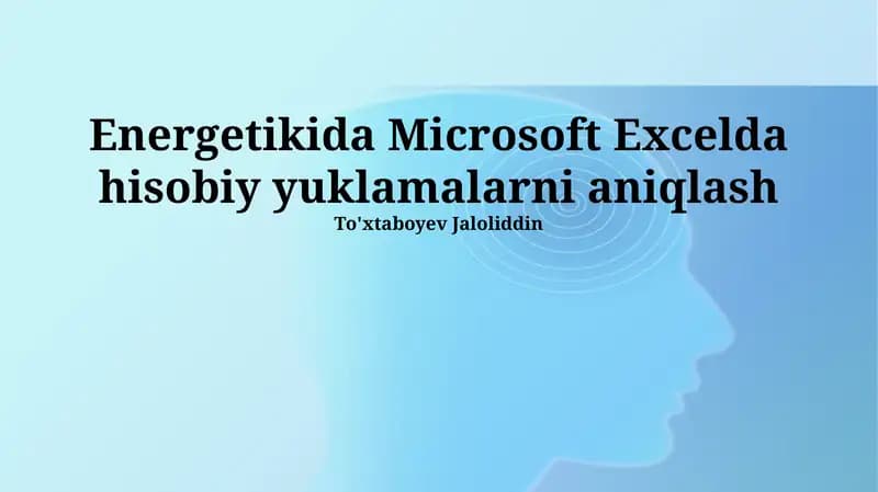 Excelda energetika hisoblash