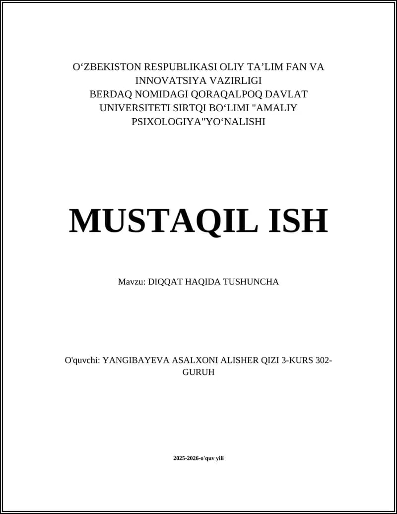 DIQQAT HAQIDA TUSHUNCHA