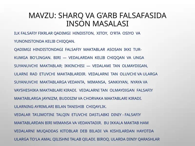 Sharqqa g'arbiy falsafa masalasi