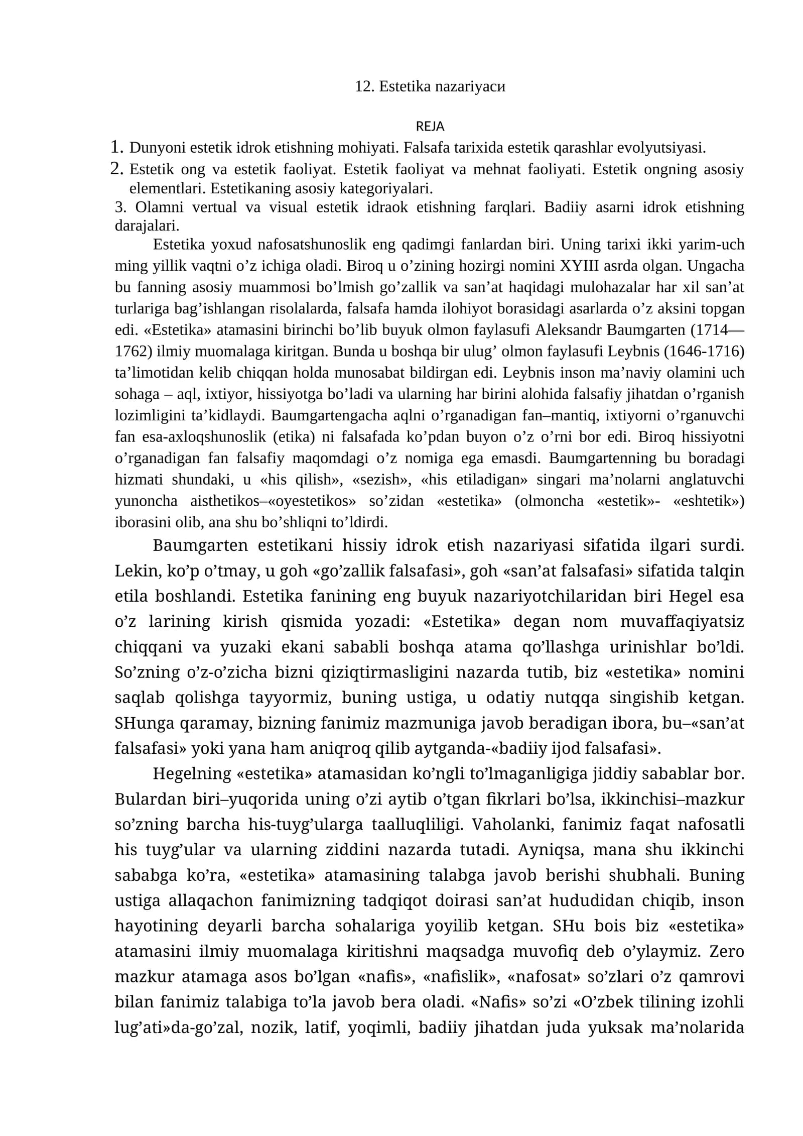 Estetika Nazariyasi