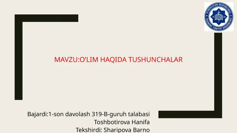 O’lim haqida tushunchalar