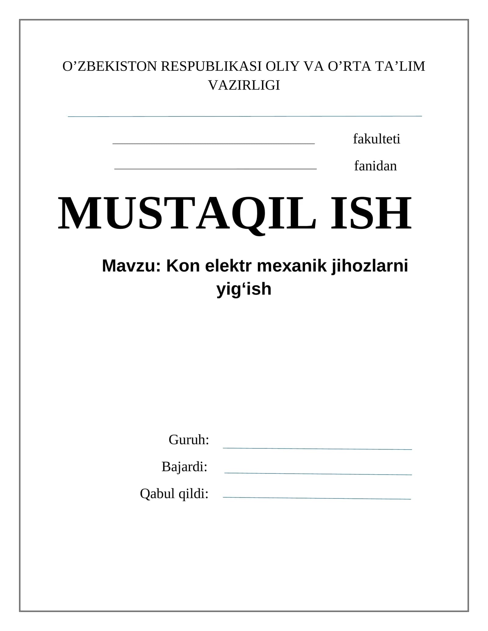 Kon elektro mexanik jihozlarni yig'ish