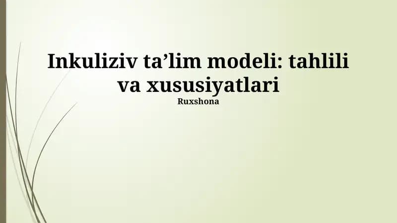 Inkuliziv taʼlim modeli: tahlili va xususiyatlari