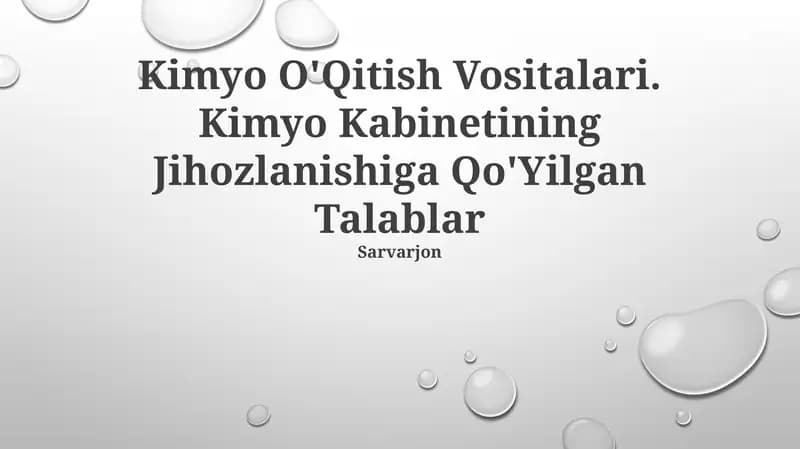 Kimyo O'Qitish Vositalari