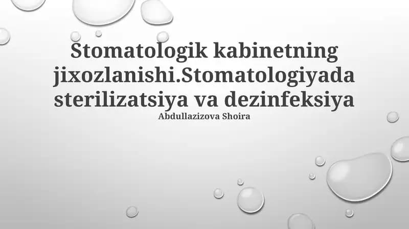 Stomatologik kabinetning jixozlanishi