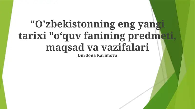O'zbekistonning eng yangi tarixi
