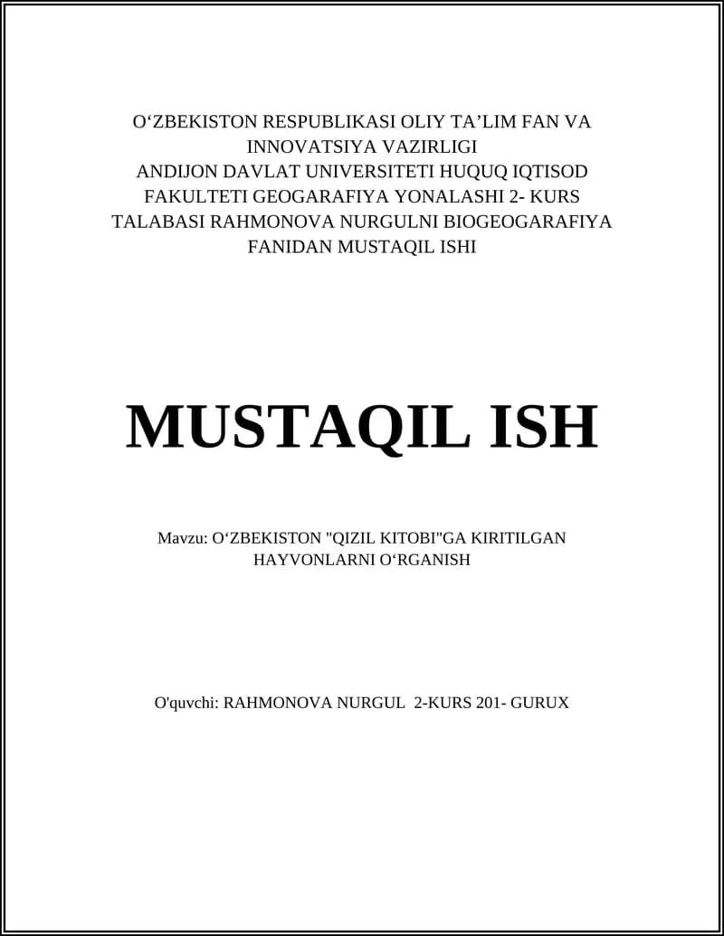 Oʻzbekiston Qizil Kitobi hayvonlari