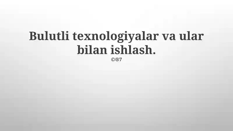 Bulut Texnologiyalari