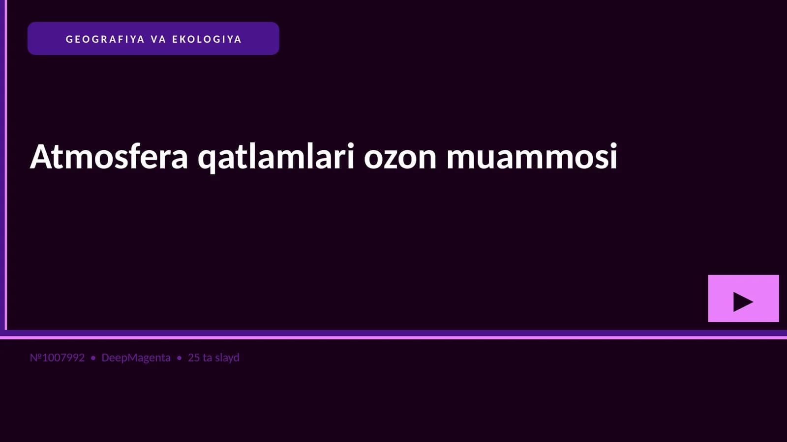 Atmosfera qatlamlari ozon muammosi