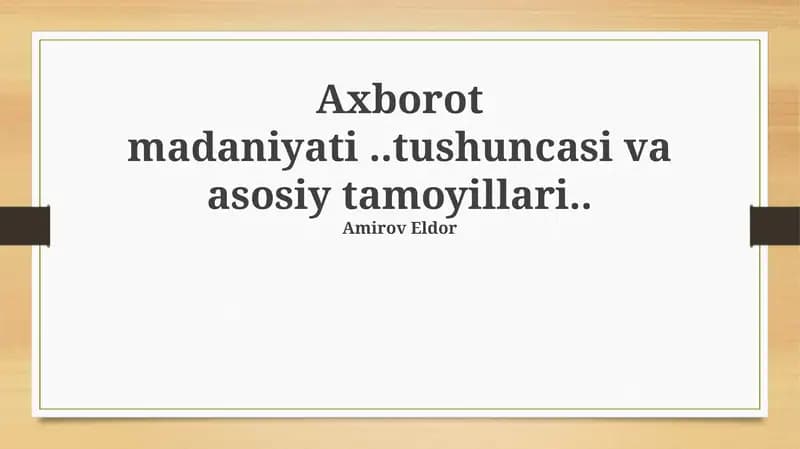 Ma'lumotlar madaniyati: ta'rif va ahamiyat