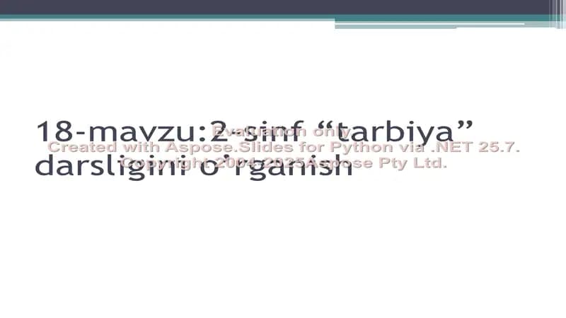 2-sinf “tarbiya” darsligini o’rganish