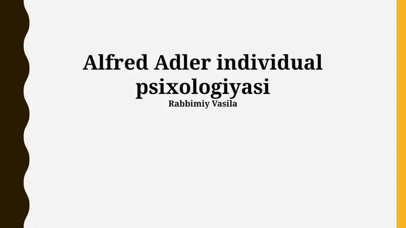 Alfred Adler individual psixologiyasi